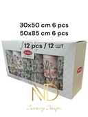 6'50x85cm 6'30X50 12'li Nakışlı Havlu Lily thumbnail 1