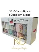 6'50x85cm 6'30X50 12'li Nakışlı Havlu Camelia thumbnail 2