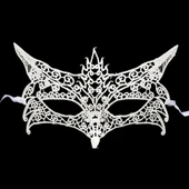 Beyaz Renk Dantel Kesim Dantel İşlemeli B Parti Maskesi 7 No thumbnail 1