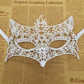 Beyaz Renk Dantel Kesim Dantel İşlemeli B Parti Maskesi 7 No thumbnail 2