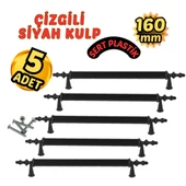 Çizgili Siyah Plastik Mobilya Kulpu 160mm – 5’li thumbnail 1