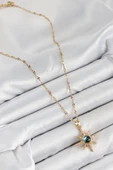 316L Çelik Zirkon Taşlı Kutup Yıldızı Model Gold Renk Kadın Kolye - TJ-BKO10444 thumbnail 2