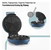 Bonbon 1000W Taşmayı Önleyen Derin Plakalı Isı Korumalı Waffle Makinesi Ege Mavisi - 3