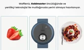 Bonbon 1000W Taşmayı Önleyen Derin Plakalı Isı Korumalı Waffle Makinesi Ege Mavisi - 5
