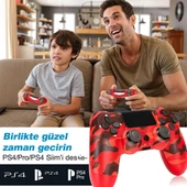 Yeni Nesil PS4 Kolu Kablosuz, Şarj Edilebilir, Ergonomik Titremeli Dayanıklı Oyun Dostu Kırmızı Kamuflaj - 3