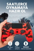 Yeni Nesil PS4 Kolu Kablosuz, Şarj Edilebilir, Ergonomik Titremeli Dayanıklı Oyun Dostu Kırmızı Kamuflaj - 2