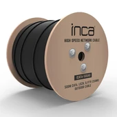 INCA CAT6 S/FTP 23AWG Siyah 500m Makara Outdoor Makaralı LSZH Kablo 0.50mm ICAT6-500AG - 1