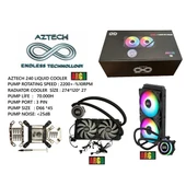 AZTECH 240mm LIQUID COOLING AZ240-1B ARGB Sıvı Soğutmalı AM5-1851p İşlemci Fanı - 1