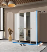 EVİMŞAH GARDIROP COUNTRY 4 KAPAKLI İNCİ AYNALI MEMBRAN DOLAP - 7