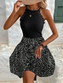 Lucky Life Kadın Omuzlardan Açık Reglan Kol Detaylı üst Fırfırlı Kaşkorse Alt Süprem Elbise thumbnail 7