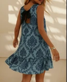 Lucky Life Kadın Kolsuz Sırttan Bağlamalı Fırfırlı Leopar Desenli Süprem Elbise thumbnail 1