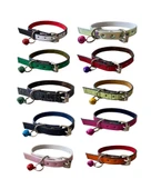 10 lu Karışık Renk ve Desenli Deri Zilli Kedi Tasması thumbnail 1