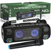 Magicvoice MV-7001 VHF El Mikrofonlu USB-SD-Bluetooth Işıklı 40 W Taşınabilir Şarjlı Seyyar Anfi thumbnail 1