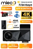 Mieco A11 Wifi/ 4K UHD/ 150 Ultra Geniş Açı/ GPS/ ADAS/ Ön+Arka Araç Kamerası (2025) + Hafıza Kartı Hediyeli thumbnail 1