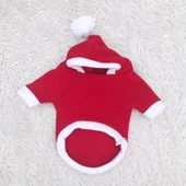 Cat Santa Kapşonlu Noel Yılbaşı Köpek Sweati - 5