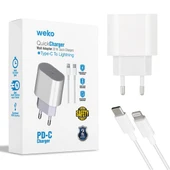 Weko WK-21443 PD-C 20 Watt Telefon Şarj Adaptörü + Type-C To Lightning Kablo thumbnail 1