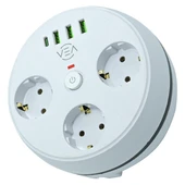 Vea VE-26583 3'LÜ 1.5 Metre Kablolu 3 USB / TYPE-C Girişli Akım Korumalı Grup Priz - 1