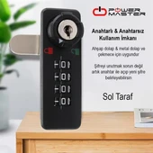Powermaster PM-26731 4 Haneli Şifreli Ve Anahtarlı Mekanik Siyah Çekmece Dolap Kilidi (Sol) - 3