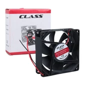 Class CF-241 DC12V 80X80x25mm Aksiyel Fan - 20Cm Siyah-Kırmızı Güç Kablolu - 4