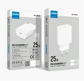 Weko WK-27878 Note10 Beyaz 25 Watt Şarj Başlık Adaptörü + Type-C To Type-C Kablo - 1