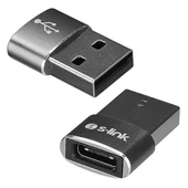 S-Link SL-TA28M Otg Çevirici TYPE-C Dişi TO USB Erkek Metal Gövdeli - 1