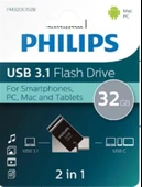 Philips FM32DC152B/00 32Gb 2 IN 1 TYPE-C/USB 3.1 Siyah Gri USB Bellek - 1