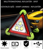 Reflektör 3 Ledli Güneş Enerjili - Kamp Feneri - Işıldak - Powerbank - 1