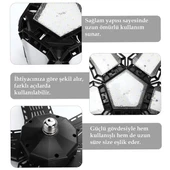 Ledx Ayarlanabilir Açılı 3 Kanatlı 72 Smd Ledli Galaxy Projektör Işığı 40W 4400 Lumen E27 32cm - 2