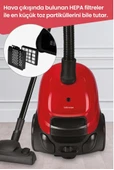 Micro Kırmızı 2,5 Litre Kapasiteli Yıkanabilir Toz Torbalı 5 Yıl Garantili Elektrikli Süpürge - 4