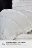 Pamuklu Echos Yatak Örtüsü Takımı Günlük Tek Kişilik 2 Parça Dolgulu El İşi Beyaz - 2
