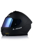 LS2 Stream 2 Mat Siyah Kapalı Motosiklet Kaskı Mavi Camlı thumbnail 1