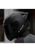LS2 Rapıd 2 Race Mat Siyah Full Face Motosiklet Kaskı Siyah Camlı thumbnail 1