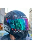 LS2 Rapid 2 Clawn Full Face Motosiklet Kaskı Şeffaf Gökkuşağı Vizörlü thumbnail 2