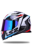 LS2 Storm 2 Racer Beyaz Kapalı Motosiklet Kaskı Gökkuşağı Camlı thumbnail 3