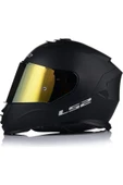 LS2 Storm 2 Mat Siyah Full Face Motosiklet Kaskı Gold Camlı thumbnail 2