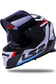 LS2 Storm 2 Racer Beyaz Kapalı Motosiklet Kaskı Siyah Camlı thumbnail 2