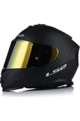 LS2 Storm 2 Mat Siyah Full Face Motosiklet Kaskı Gold Camlı thumbnail 1
