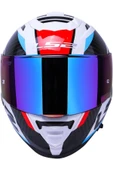 LS2 Storm 2 Racer Beyaz Kapalı Motosiklet Kaskı Gökkuşağı Camlı thumbnail 2