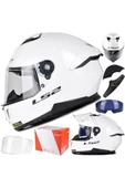 LS2 Stream 2 Beyaz Kapalı Motosiklet Kaskı Şeffaf Camlı thumbnail 1