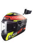 LS2 Thunder Karbon Attack Mat Kırmızı-neon Sarı Kask thumbnail 5