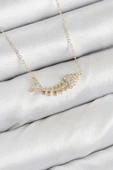 Pirinç Zirkon Taşlı Balık Kılçığı Model Gold Renk Kadın Kolye - TJ-BKO10412 thumbnail 1