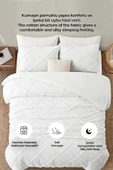 Pamuklu Emmy Yatak Örtüsü Seti Tek Kişilik Günlük Boho Çift Taraflı 2 Parça Dolgulu Tufting - 3