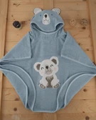 Sevimli Koala Desenli Kapüşonlu Bebek & Çocuk Panço Havlu Baveno thumbnail 3