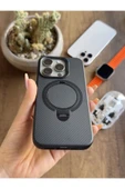 MTL iPhone 15 Pro Uyumlu Karbon Desenli Standlı Ve MagSafe Uyumlu Kılıf SooCase700 - 4