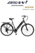 BİSAN MOON ELEKTRİKLİ BİSİKLET 47 CM V 700C JANT 7 VİTES METALİK GRİ SİYAH - 1