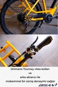 Felicity Elektrikli Bisiklet 50 Cm Disk Fren 27,5 Jant Shimano Tourney 7 Vites 55 Km Menzil Cat Sarı - 6