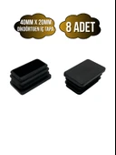 Dikdörtgen Demir Profil İç Tapa Geçme Plastik Ayak Geçme Koruma Plastiği(40MM x 20MM)(SİYAH) Siyah 40mm x 20mm SİYAH - 8 ADET - 1