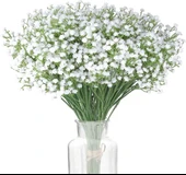 Uzun Dal Yapay Çiçek Plastik Beyaz Cipso 4Dallı 63cm thumbnail 8