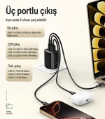 Acefast 67W PD 2X USB-C + USB-A 3 Port Hızlı Şarj Aleti Isı Düşüren GaN Destekli Akım Korumalı Güç Adaptörü iPhone & Android & iPad & MacBook Type-C - A108 - 12