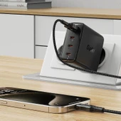 Acefast 100W PD 3X USB-C + USB-A 4 Port Hızlı Şarj Aleti Isı Düşüren GaN Destekli Akım Korumalı Güç Adaptörü iPhone & Android & iPad & MacBook Type-C - A94 - 6